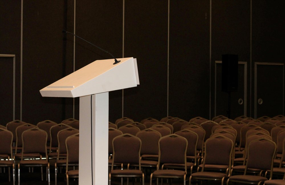 Podium and conference room